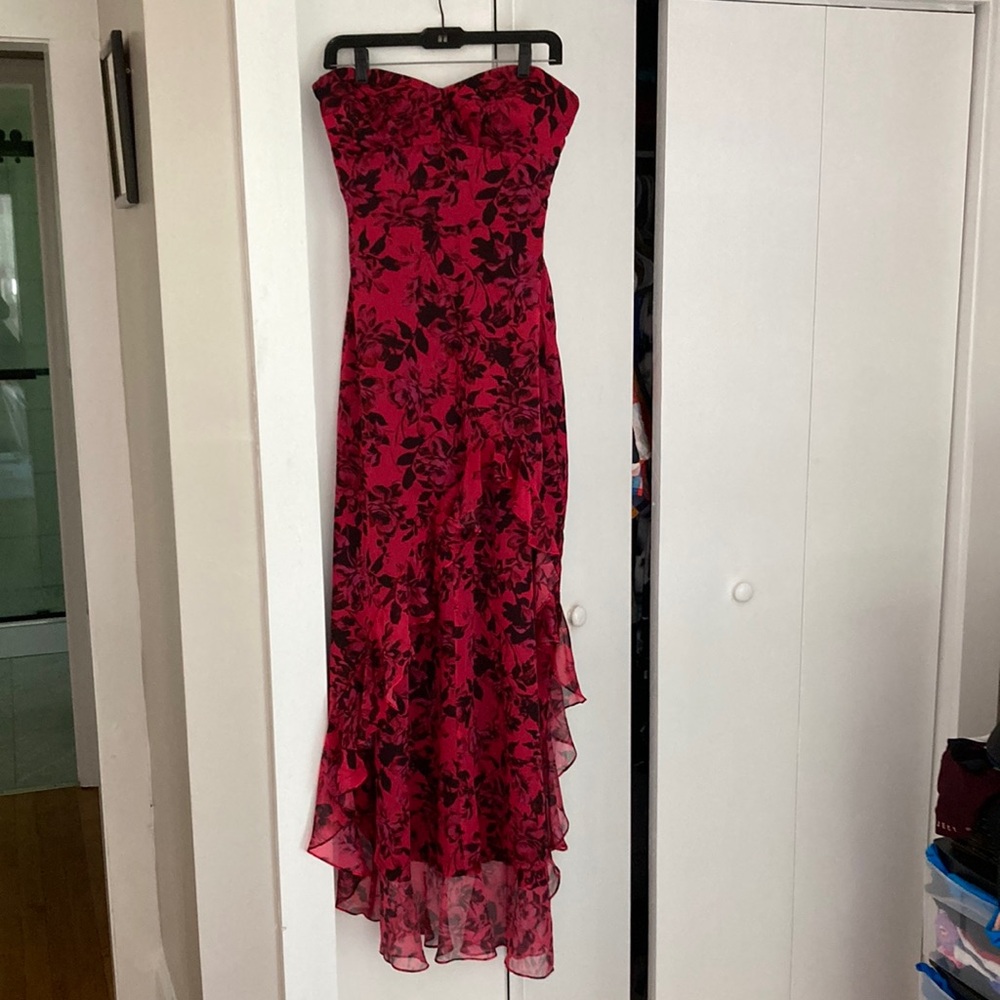 Beautiful Amanda Uprichard red/deep Fuschia floral dress, worn 1 x for event